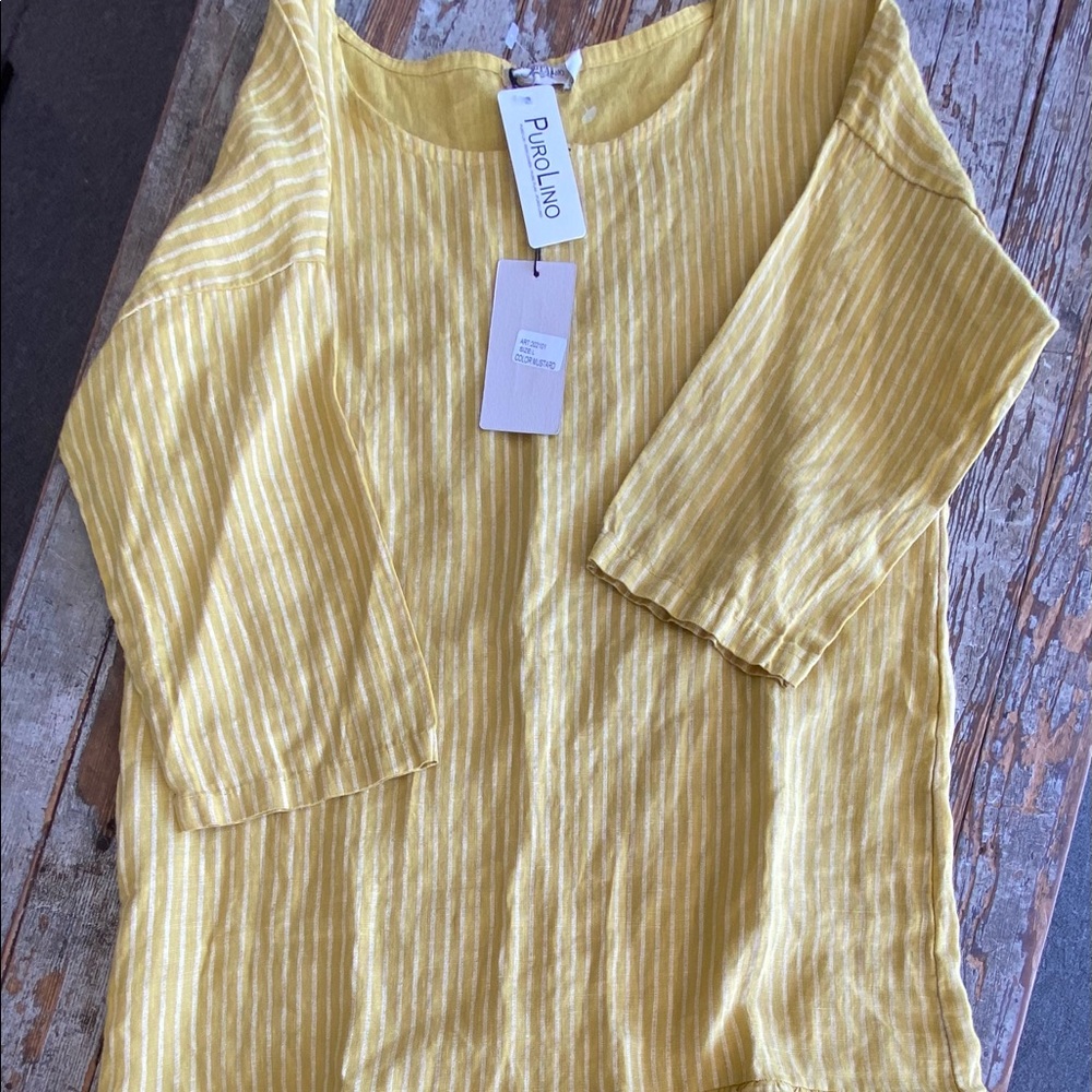Yellow striped LUNGO L’ARNO top. NWT
